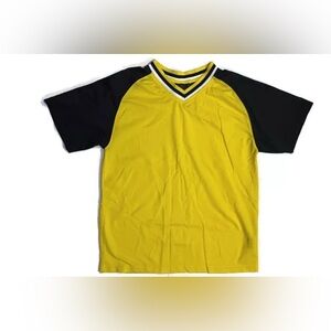 Basic Editions Boys Size 14/16 Short Sleeve Yellow, Navy, and White Jersey